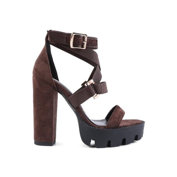 FRESH DAISY Harness Straps Platform High Heels - Espresso - Picture 12 of 12